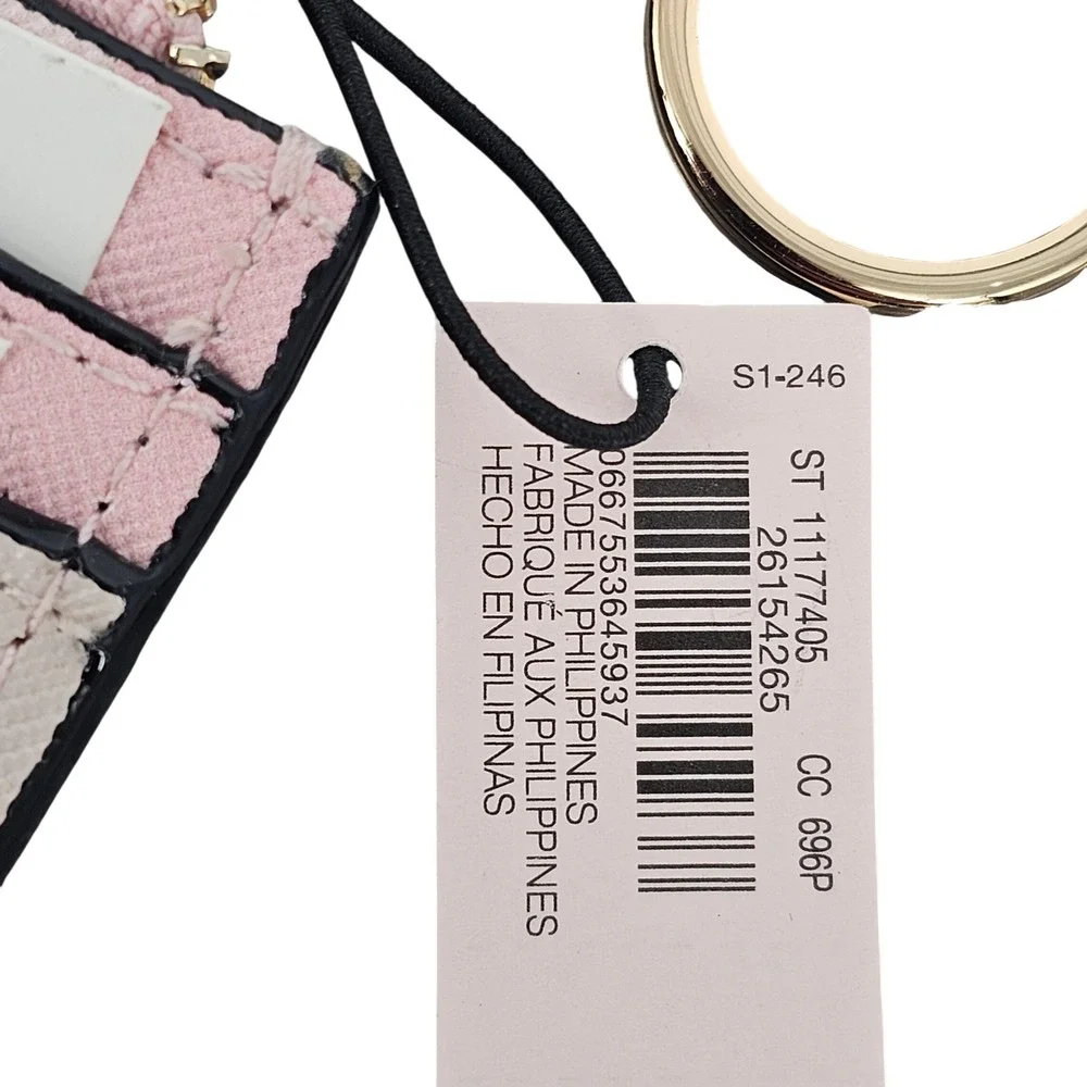 Victoria's Secret Pink Colorblock Saffiano Card Case Keychain Wallet ST 11177405
